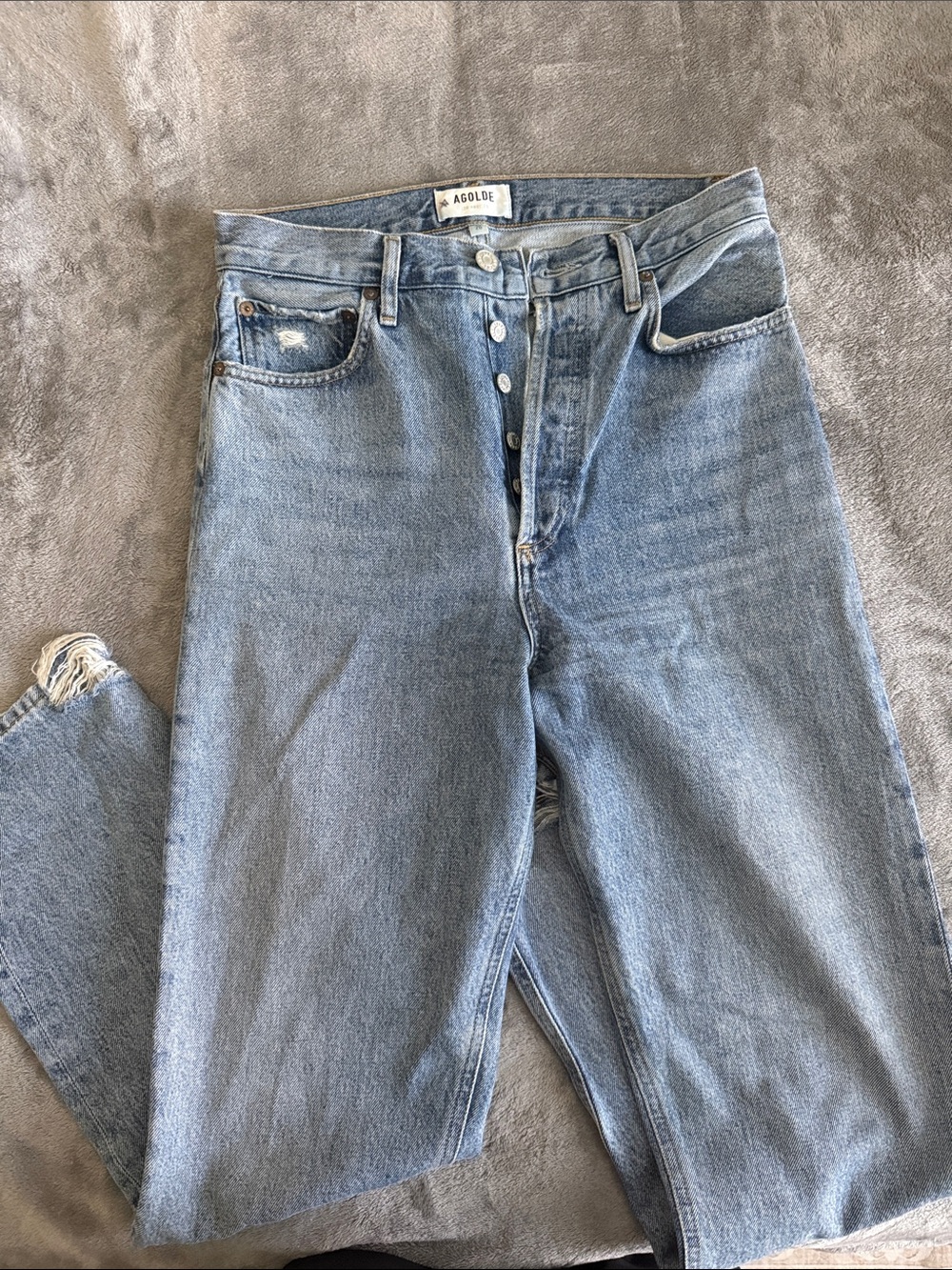 Agolde Light Blue Button-Fly High-Rise Jeans